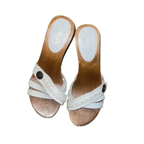 MIA Women's White Leather Sandals Size 7 - Picture 2 of 5